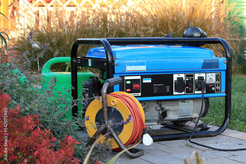 power generator standing in the garden.