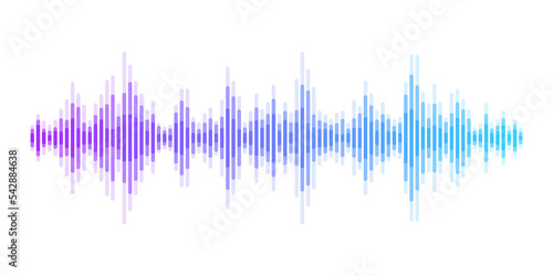 Abstract sound wave stripe lines colourful gradient blue purple equalizer isolated on transparent background in concept music, sound, technology.