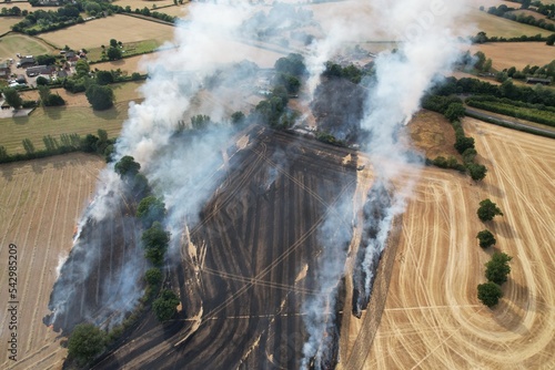 Huge Wild Fires in farm fields Essex Ongar UK