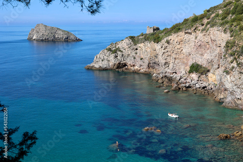 Cala del Gesso, one of the most beautiful beaches in the Argentario archipelago, Tuscany, Italy