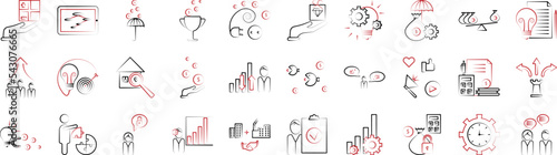 Business and management handdraw icons collection vector illustration design
