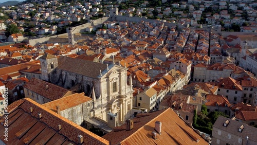 Aerial view of old town Dubrovnik cityscape in Croatia on a sunny day