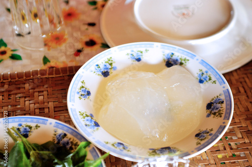 Ambuyat (Brunei national dish) on a plate. It ista starchy bland substance, similar to tapioca starch.