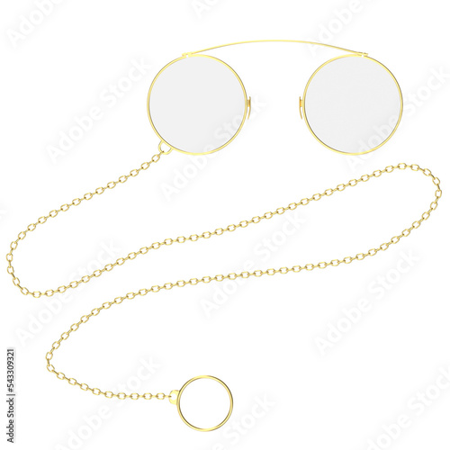 3d rendering illustration of pince-nez spectacles