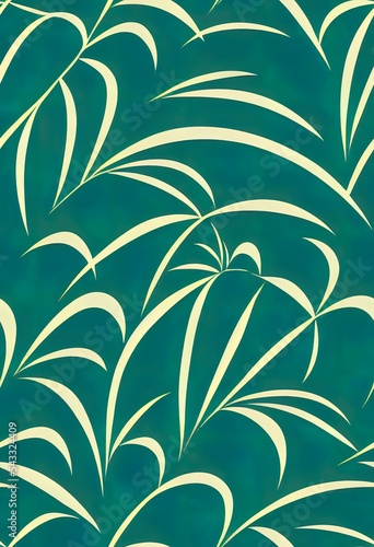 Summer seamless pattern design.Palm tree, surfboard, shark 2d illustrated print. neon green blue background