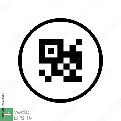 Scan qr code icon. Simple flat style. Scanning black round qr badge on mobile application, barcode, digital identification concept. Vector illustration symbol isolated on white background. EPS 10.