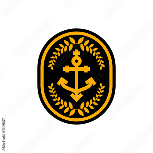 Captain sign. Nautical anchor logo. Vector illustration