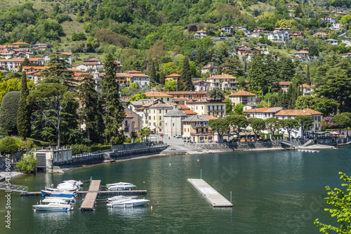 High angle view of Lenno in the Lake Como