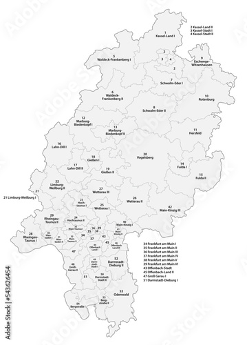 Map of the constituencies in Hesse for the 2023 state election in German