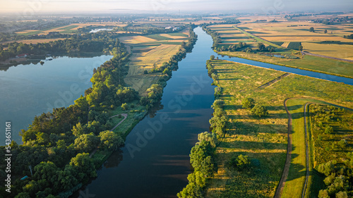 początek Kanału Ulgi w Opolu i Kamionka Bolko widziane z powietrza