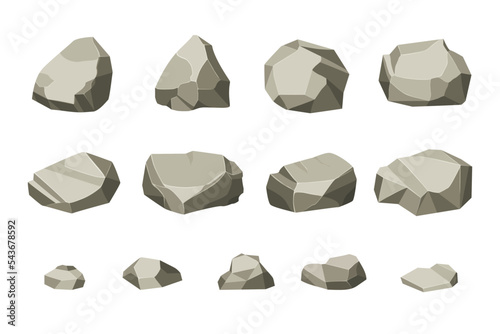 Rock and stones set. Different shape boulder collection. vector illustration