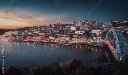 Porto Skyline with Douro River and Dom Luis I Bridge at sunset - Porto, Portugal