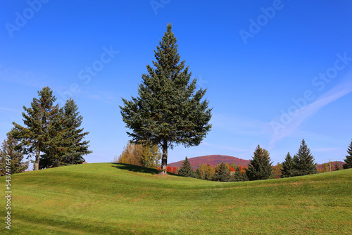 Fall landscape eastern townships Bromont Quebec province Canada