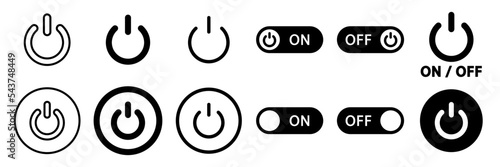 Conjunto de iconos de botón de encendido y apagado. Encender y apagar. Interruptor de energía. Ilustración vectorial