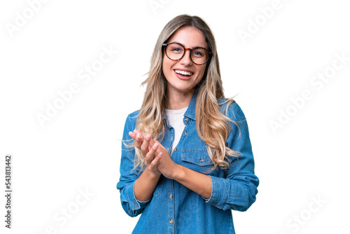 Young Uruguayan woman over isolated background laughing