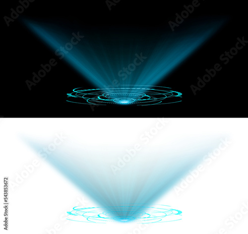 hologram hud circle blue with shiny light blue transparent background