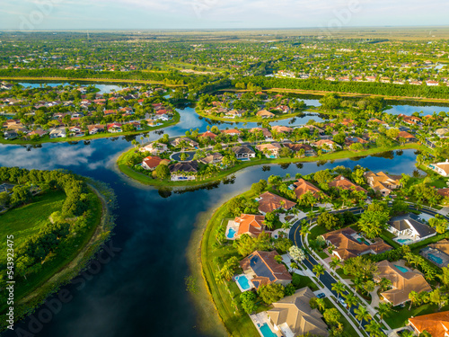 Aerial drone photo of luxury homes in Weston Florida