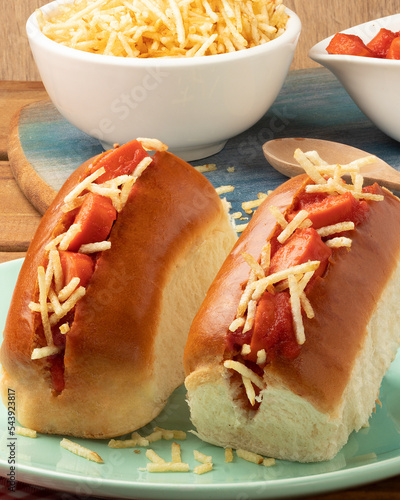 Focus on delicious mini hot dogs.