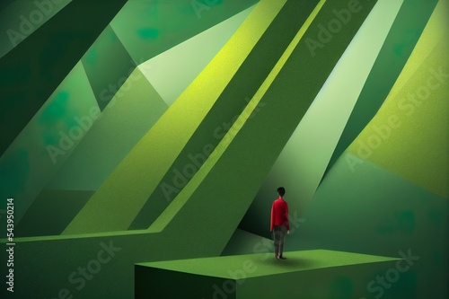 3D rendering Empty background, green studio background, Limbo background