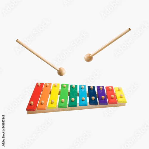 xylophone isolated on white background, children playing with toys