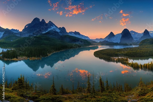 Panoramic View of Canadian Nature Landscape on top of snow covered mountain and green trees during spring sunset. Elfin Lake in Squamish, North of Vancouver, British Columbia, Canada.