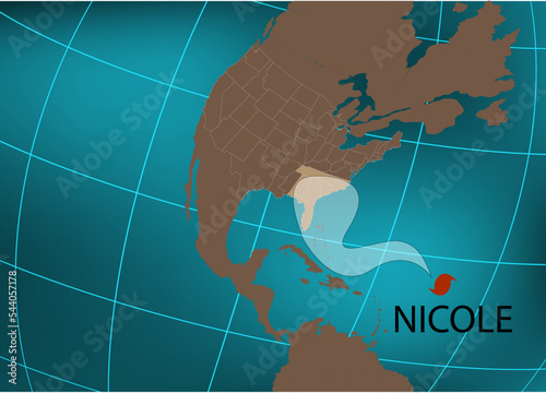 Hurricane Nicole moved Florida. Subtropical Storm Nicole. Vector illustration. EPS 10