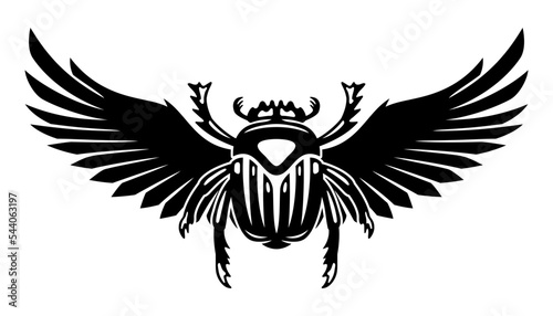 Dung beetle scarab icon on white background. 