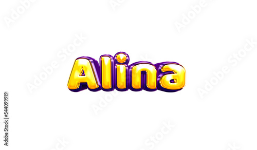 Alina girls name sticker colorful party balloon birthday helium air shiny yellow purple cutout