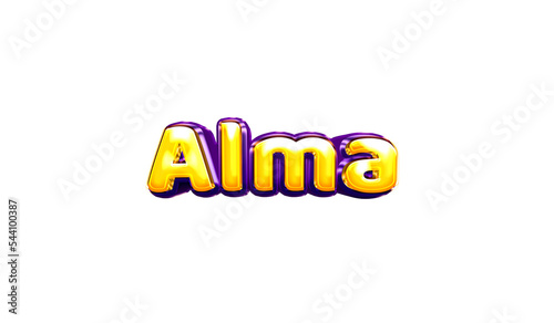 Alma girls name sticker colorful party balloon birthday helium air shiny yellow purple cutout