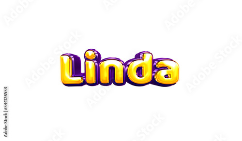 Linda girls name sticker colorful party balloon birthday helium air shiny yellow purple cutout
