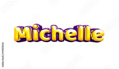 Michelle girls name sticker colorful party balloon birthday helium air shiny yellow purple cutout