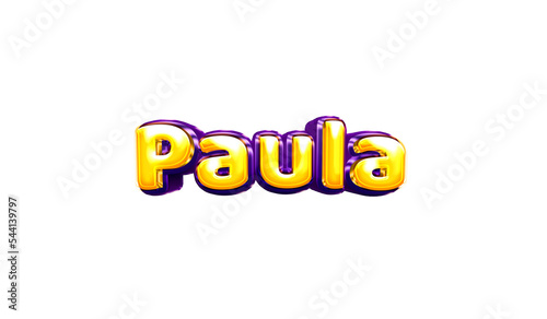 Paula girls name sticker colorful party balloon birthday helium air shiny yellow purple cutout