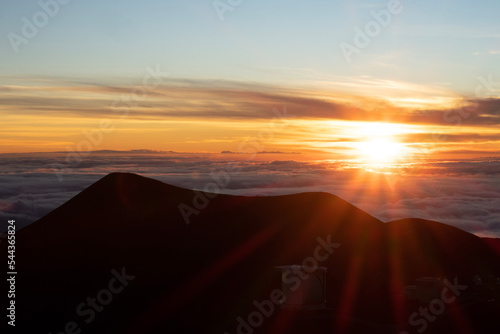 sunset on Mauna Kea mountain, Hawaii