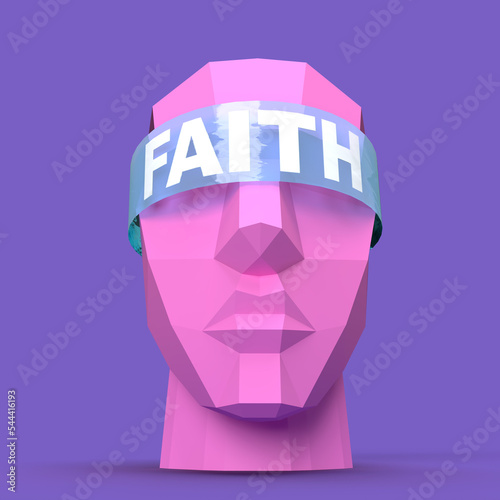 blind faith head - obscured vision of indoctrinated person