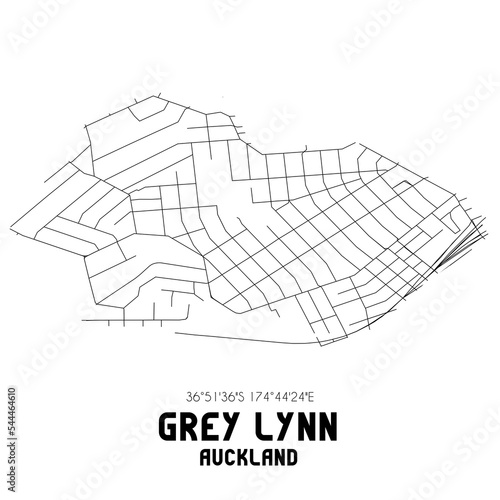 Grey Lynn, Auckland, New Zealand. Minimalistic road map with black and white lines