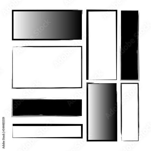 Sketch brush rectangles. Ink paint brush stain. Vector illustration. Stock image.