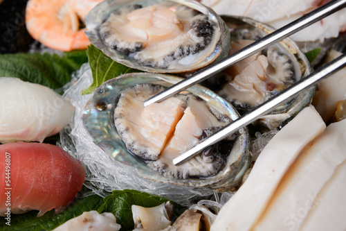 raw abalone sashimi