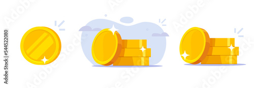 Money coin gold icon vector 3d or flat golden penny cash pile heap cartoon graphic isolated illustration, drawn closeup metal cent treasure for game or casino closeup editable clipart image set