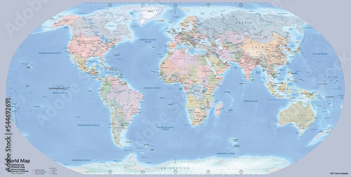 Detailed World Map in Robinson projection