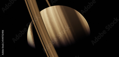 Closeup image of planet Saturn and rings
