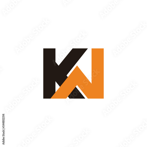 letter kw linked colorful geometric logo vector