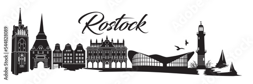 Rostock Skyline mit Schriftzug