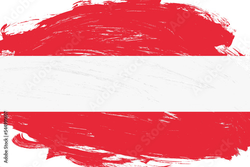 Distressed stroke brush painted austria flag on white background