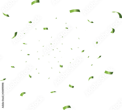 congratulatory background with green confetti on white background. Vector illustration