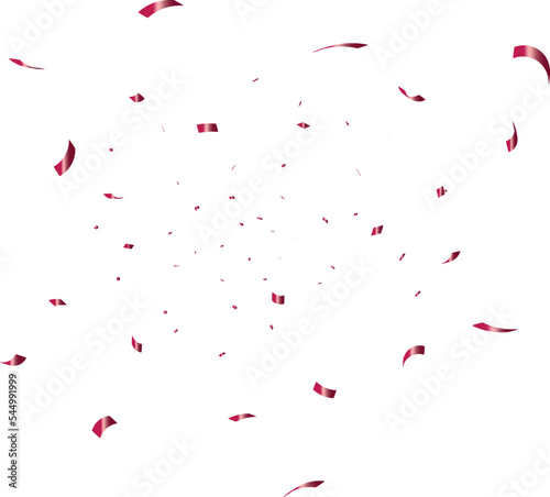 congratulatory background with red confetti on white background. Vector illustration