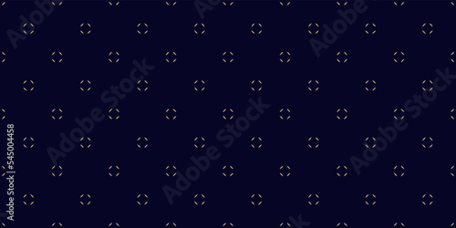 Vector golden minimalist seamless pattern. Simple floral geometric texture. Abstract gold and black luxury minimal background with small flower shapes, tiny elements, dots. Elegant dark repeat design
