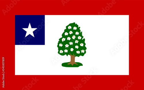 Mississippi flag vector illustration isolated, in period from 1861 to 1865. State of united states of America. USA state flag.