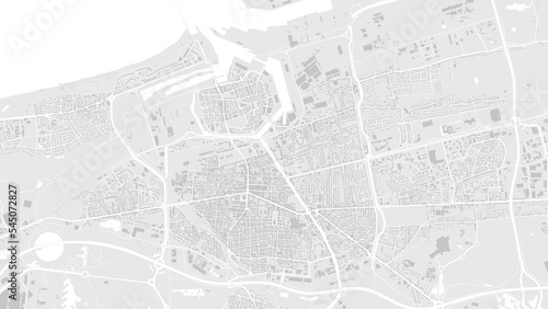 White and light grey Calais city area vector background map, roads and water illustration. Widescreen proportion, digital flat design.