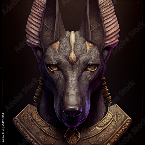 Beautiful portrait of Anubis, Egyptian god of death. Ai generated