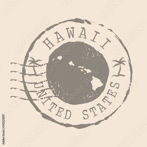 Stamp Postal of Hawaii. Map Silhouette rubber Seal. Design Retro Travel. Seal Map Hawaii of United States grunge for your design. EPS10